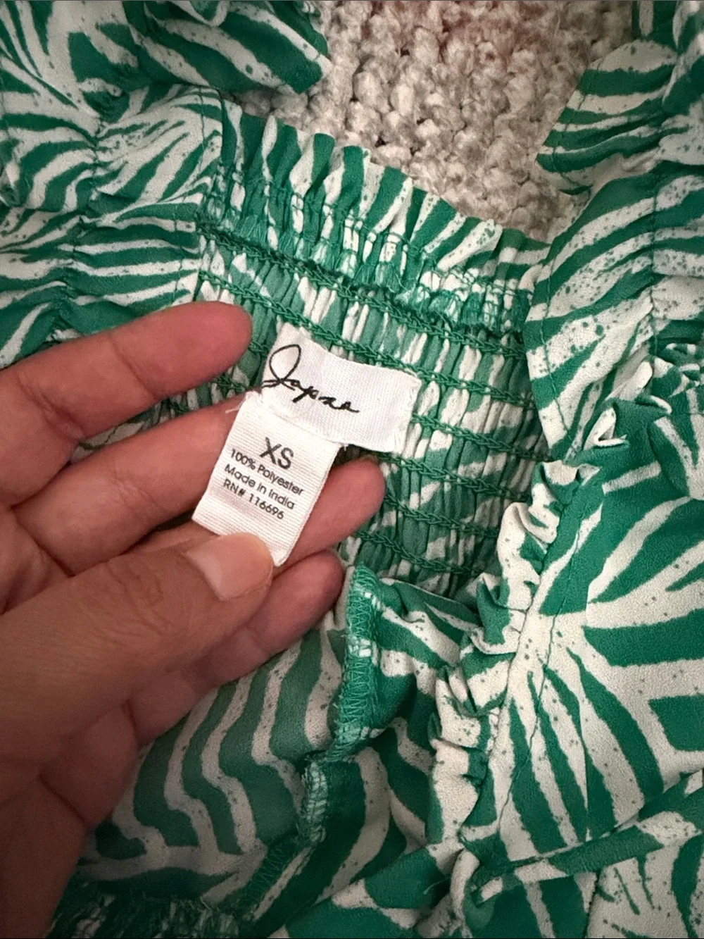 Japna Green and White Leaf-Print Wide-Leg Jumpsuit